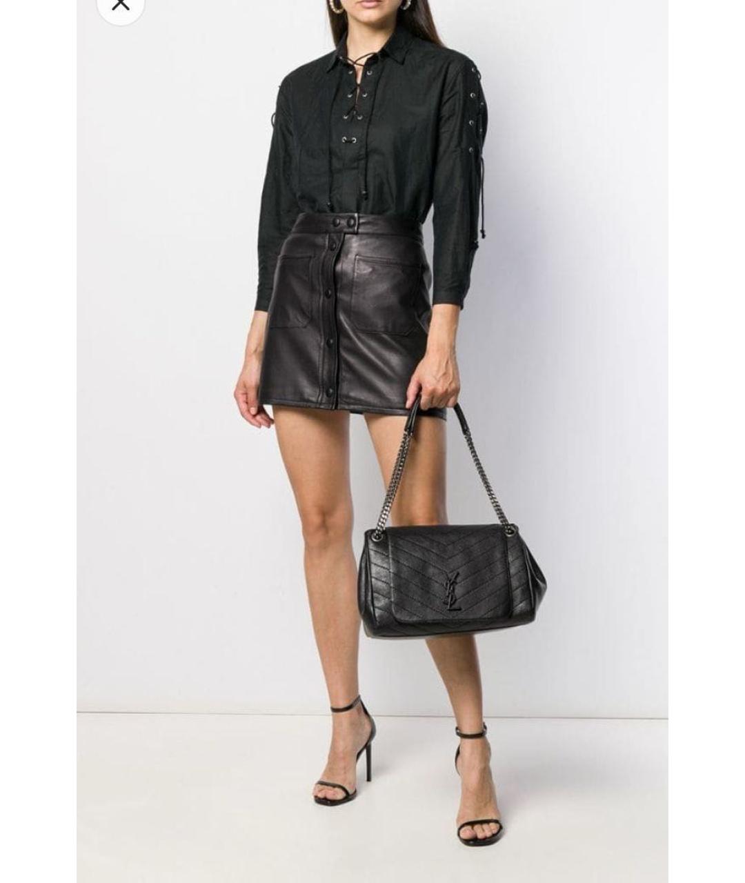 SAINT LAURENT Черная хлопковая рубашка, фото 8