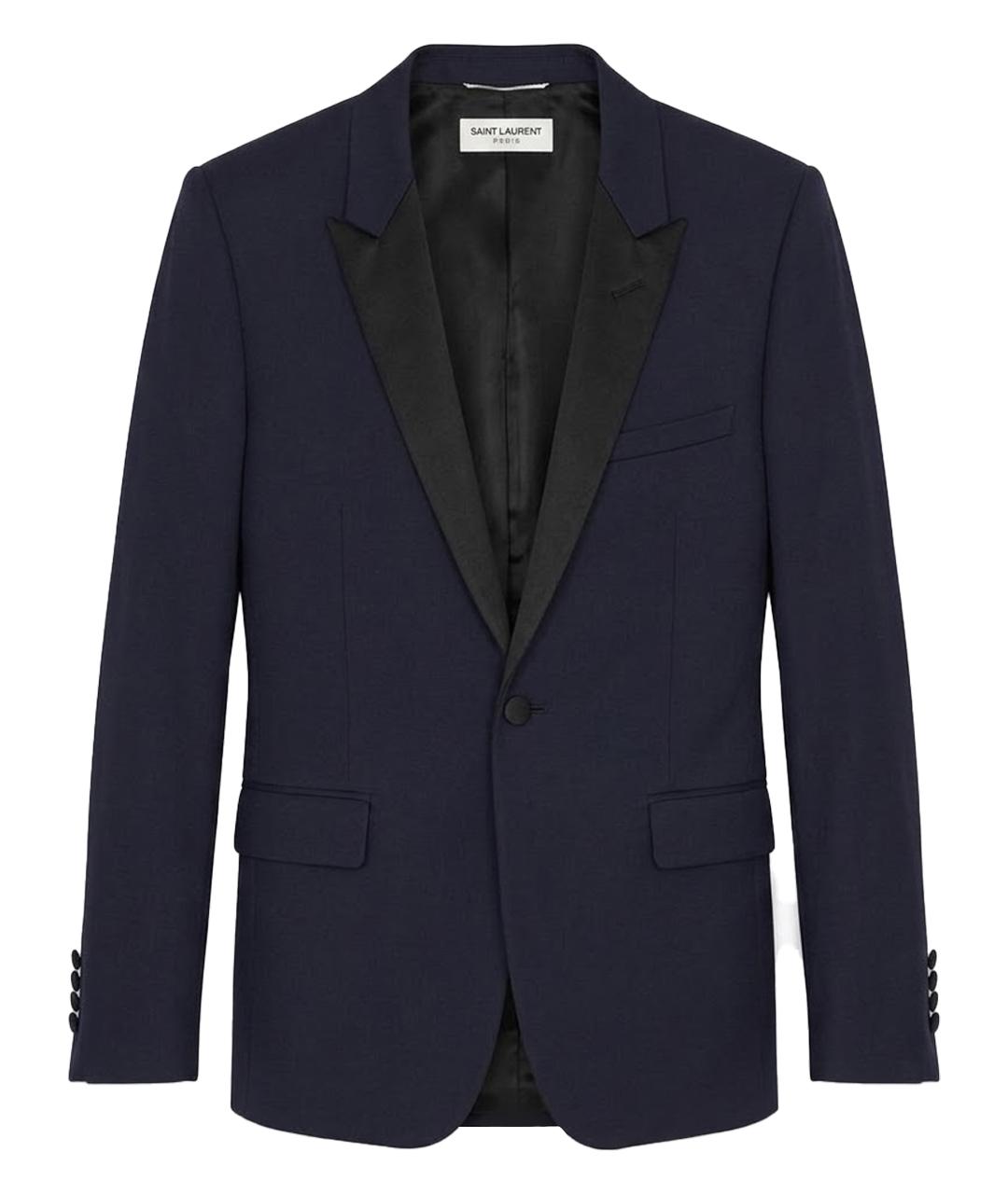 SAINT LAURENT Синий шерстяной пиджак, фото 1