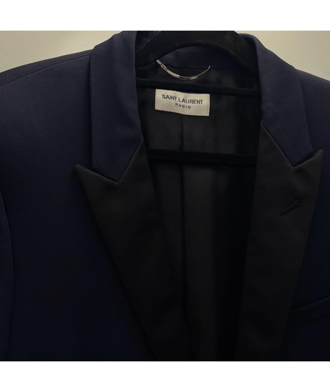 SAINT LAURENT Синий шерстяной пиджак, фото 3