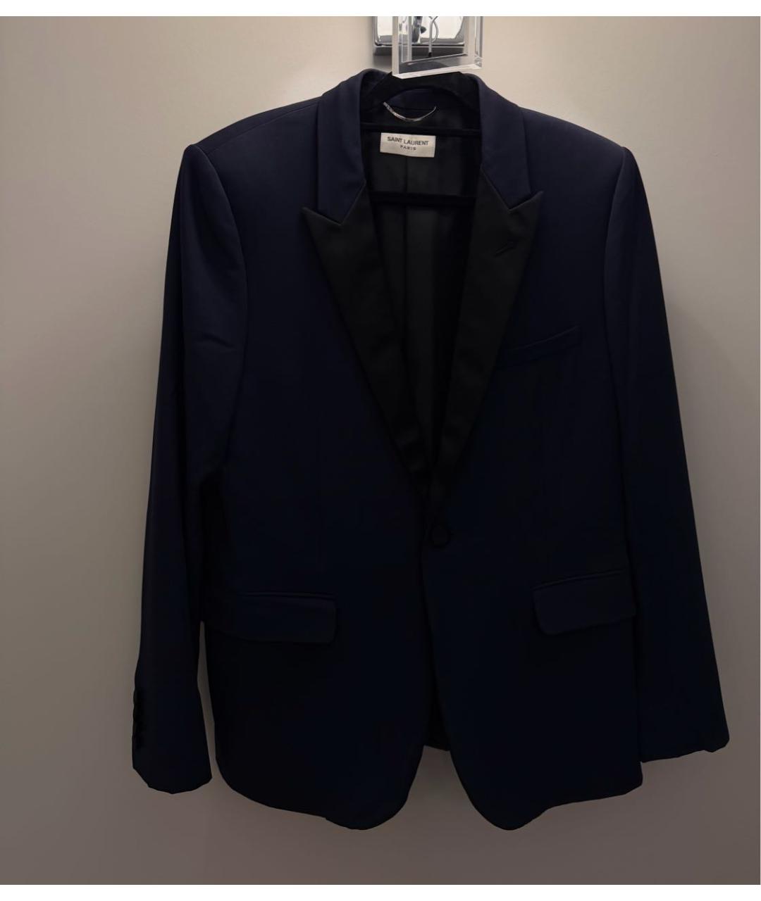 SAINT LAURENT Синий шерстяной пиджак, фото 6