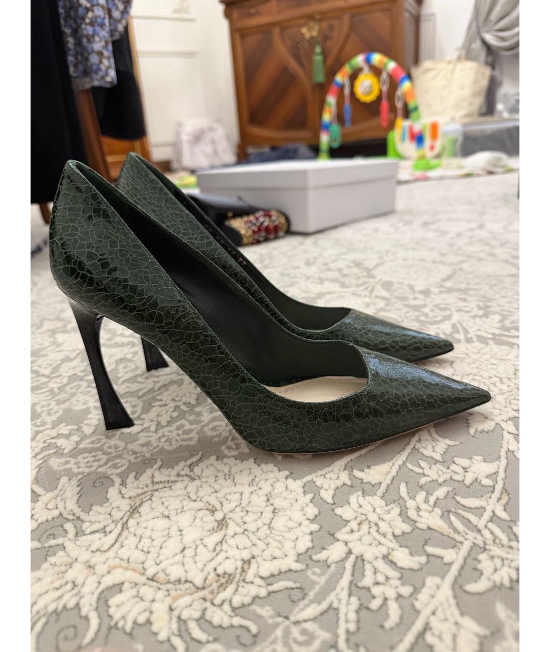 CHRISTIAN DIOR Зеленые кожаные туфли, фото 4