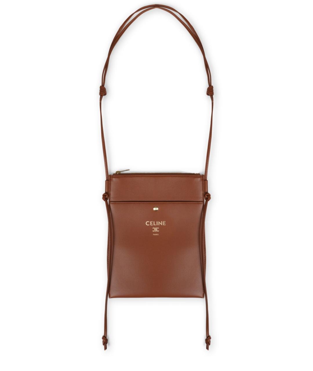 CELINE Коричневая кожаная сумка через плечо, фото 1