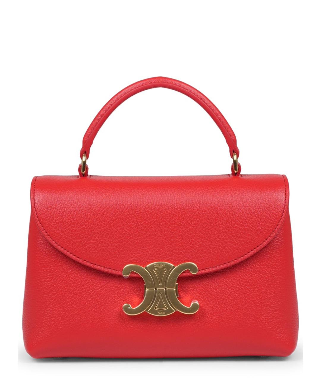 CELINE Красная кожаная сумка с короткими ручками, фото 1