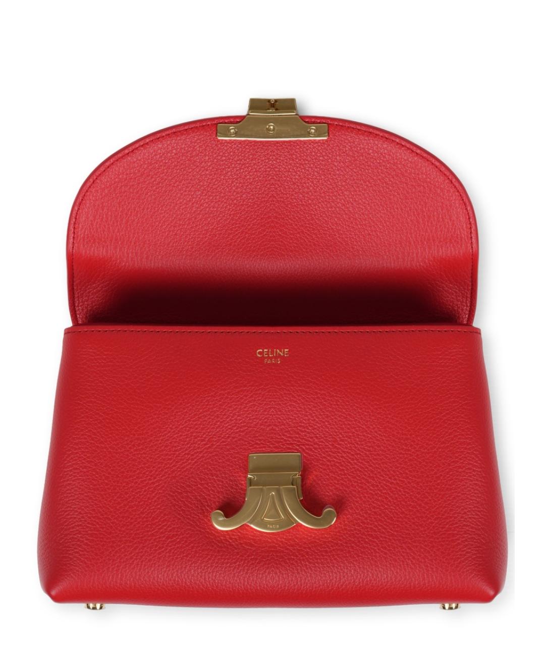 CELINE Красная кожаная сумка с короткими ручками, фото 4