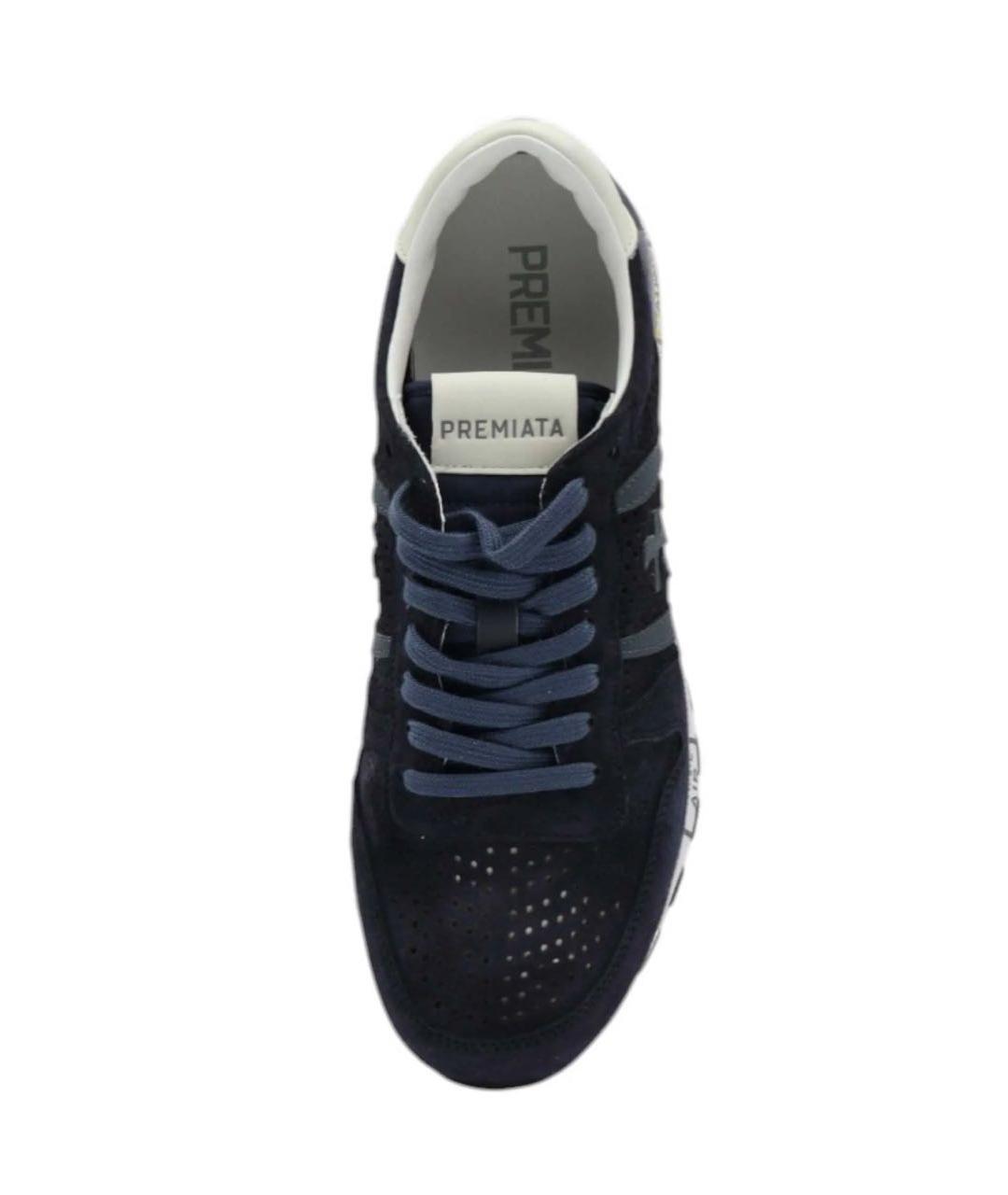 PREMIATA Темно-синие замшевые низкие кроссовки / кеды, фото 4