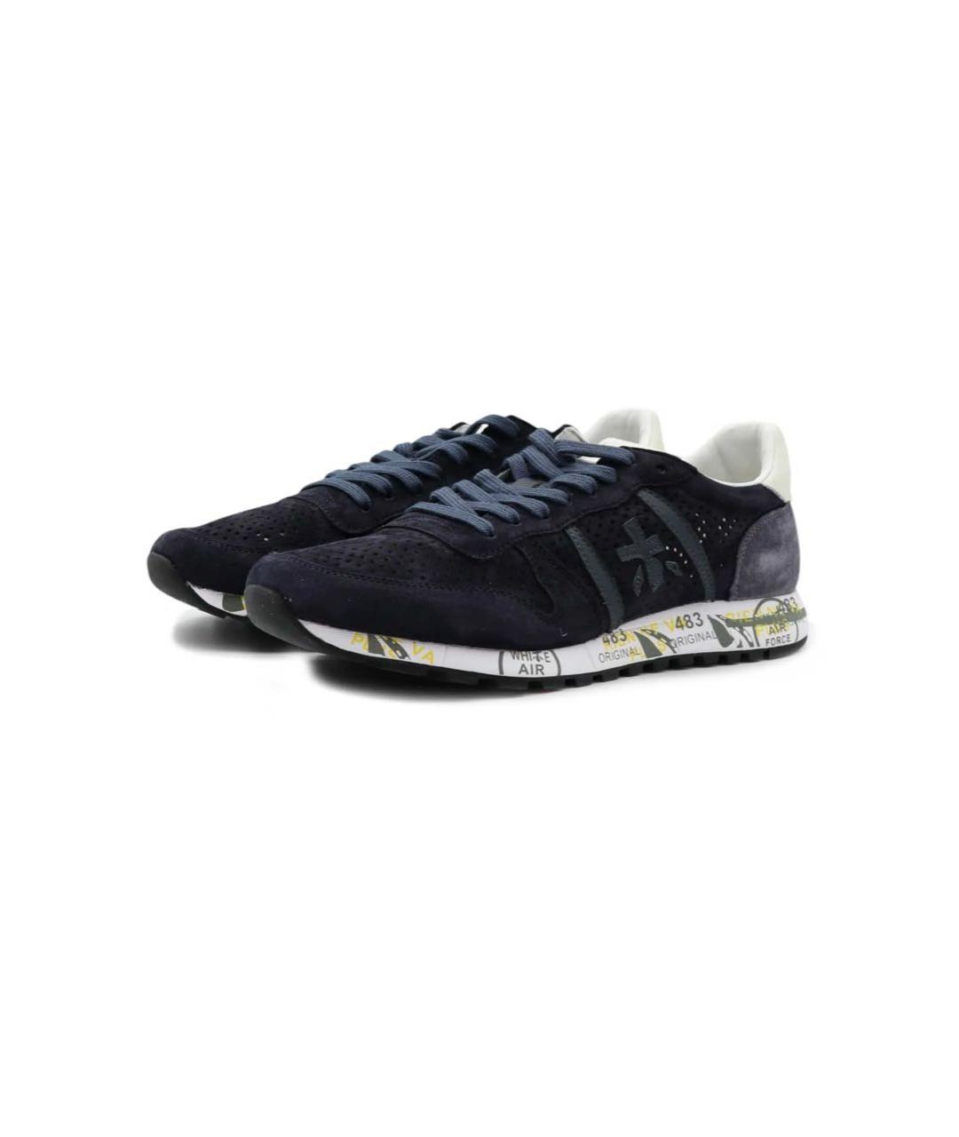 PREMIATA Темно-синие замшевые низкие кроссовки / кеды, фото 2