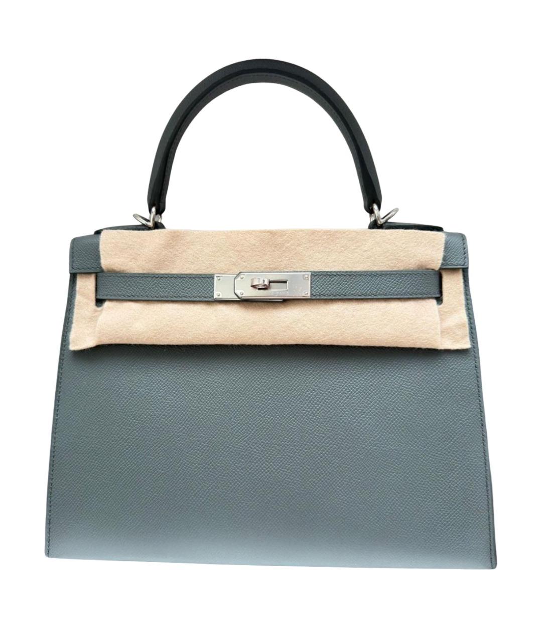 HERMES Зеленая кожаная сумка с короткими ручками, фото 1