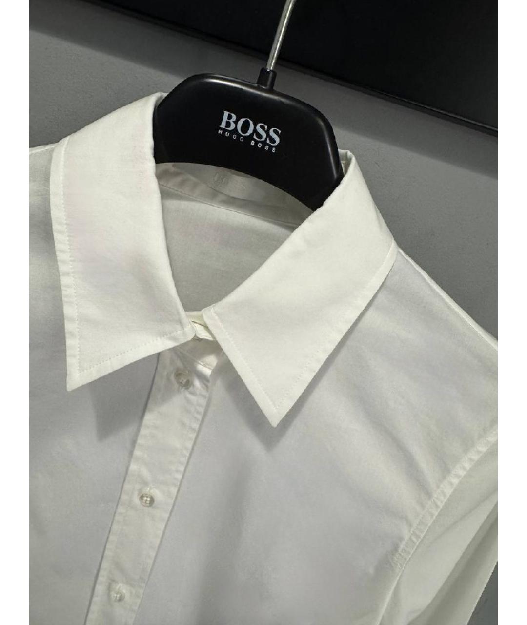 HUGO BOSS Белая хлопко-эластановая рубашка, фото 5