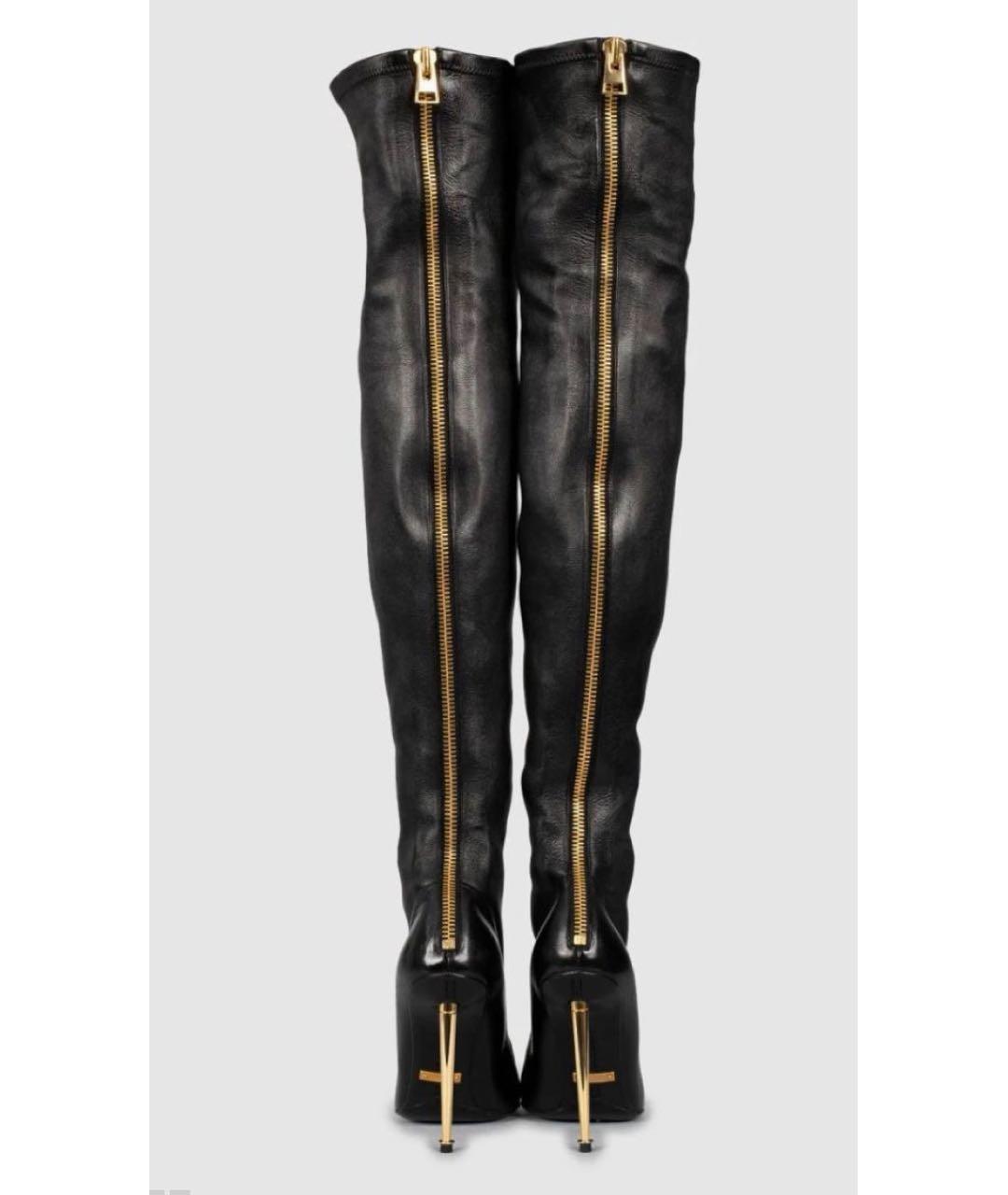 TOM FORD Черные кожаные ботфорты, фото 6