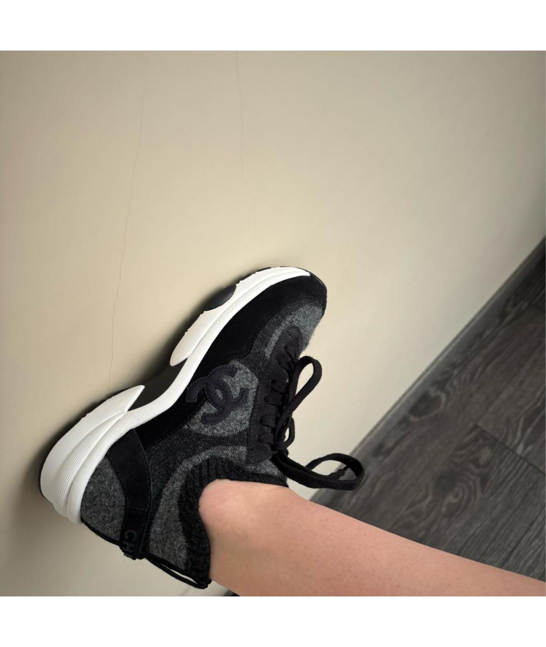 CHANEL Антрацитовые кроссовки, фото 2