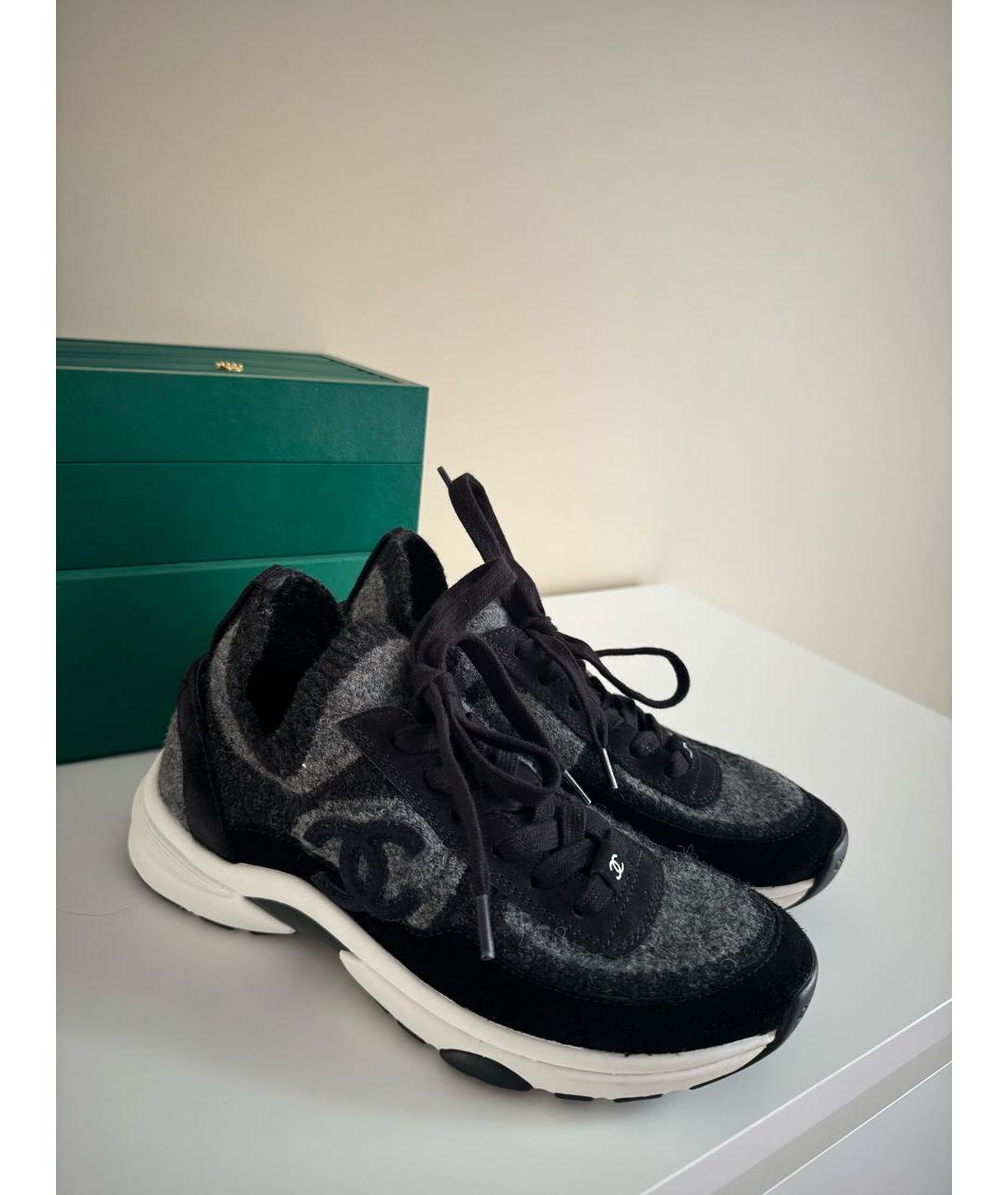 CHANEL Антрацитовые кроссовки, фото 4