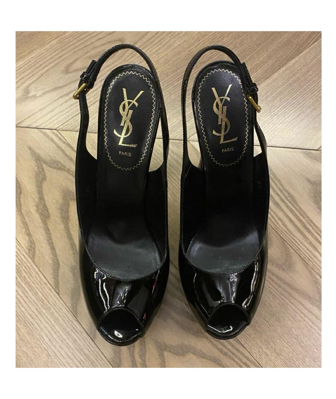 SAINT LAURENT Черные кожаные туфли, фото 2