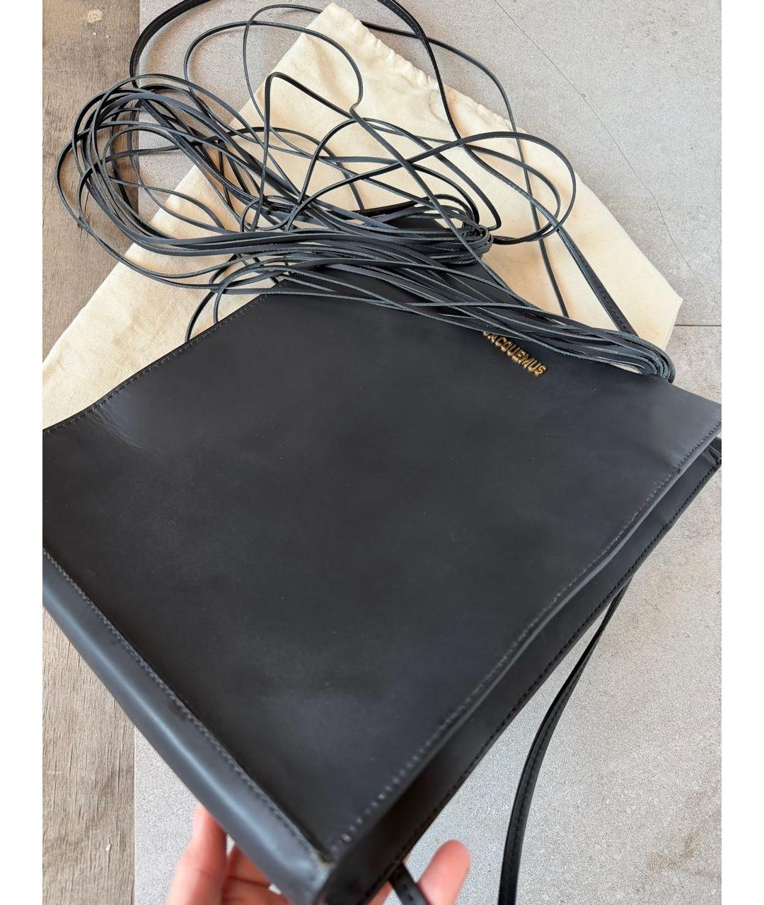 JACQUEMUS Антрацитовая кожаная сумка тоут, фото 5