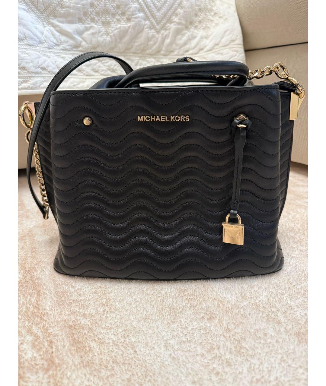 MICHAEL KORS Черная кожаная сумка тоут, фото 5