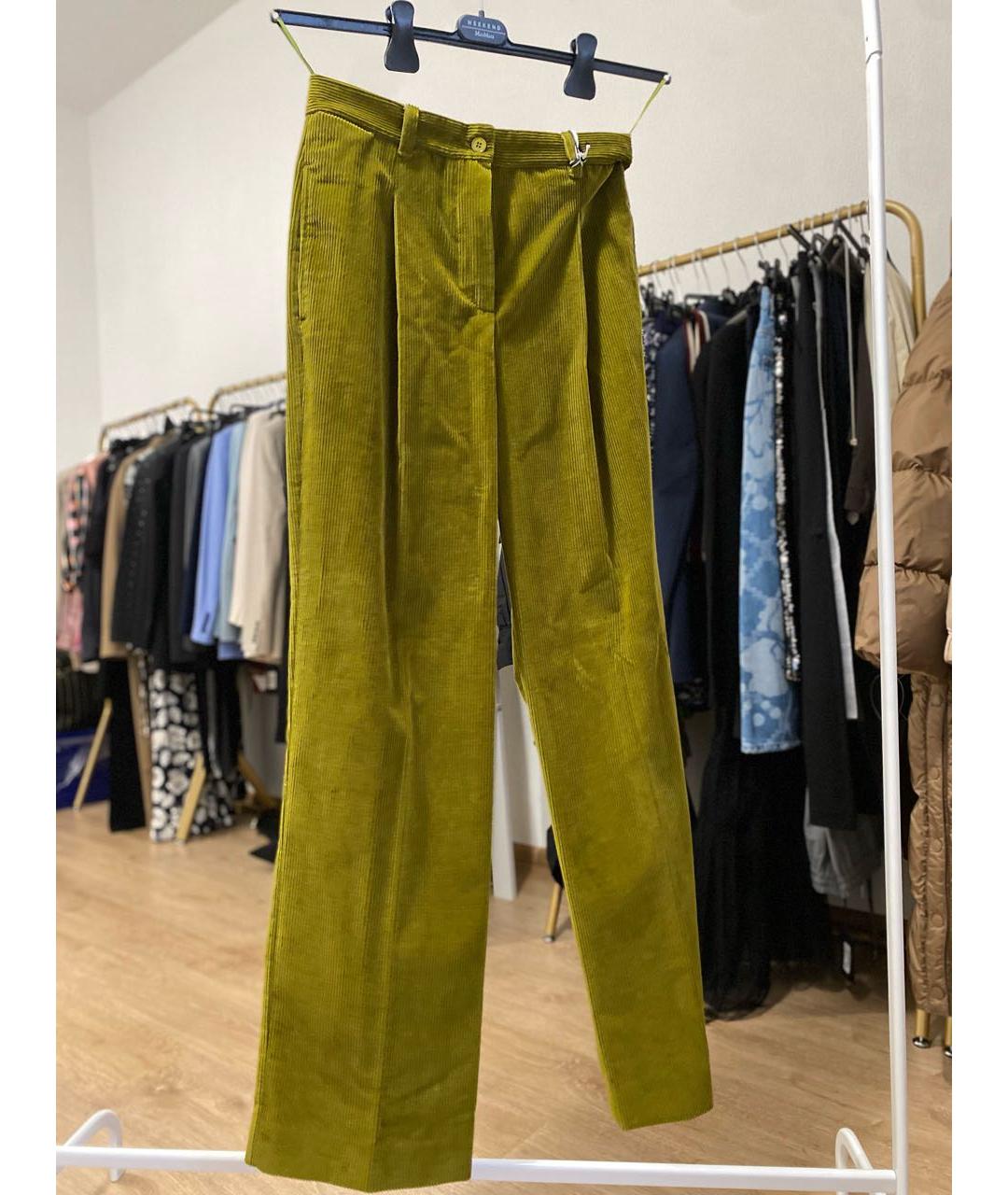 WEEKEND MAX MARA Хаки хлопковые прямые брюки, фото 7