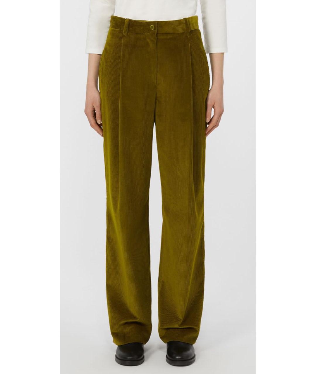 WEEKEND MAX MARA Хаки хлопковые прямые брюки, фото 5