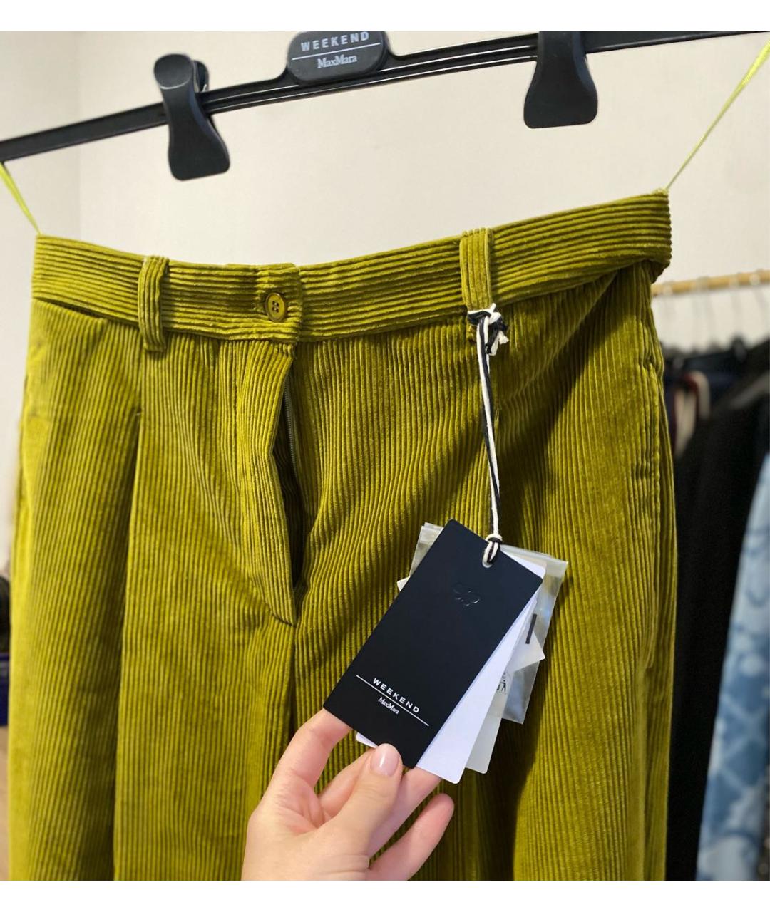 WEEKEND MAX MARA Хаки хлопковые прямые брюки, фото 4