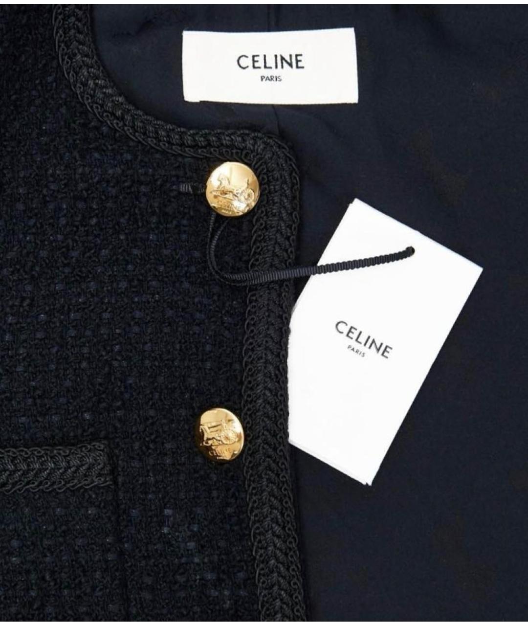 CELINE Черный твидовый жакет/пиджак, фото 2