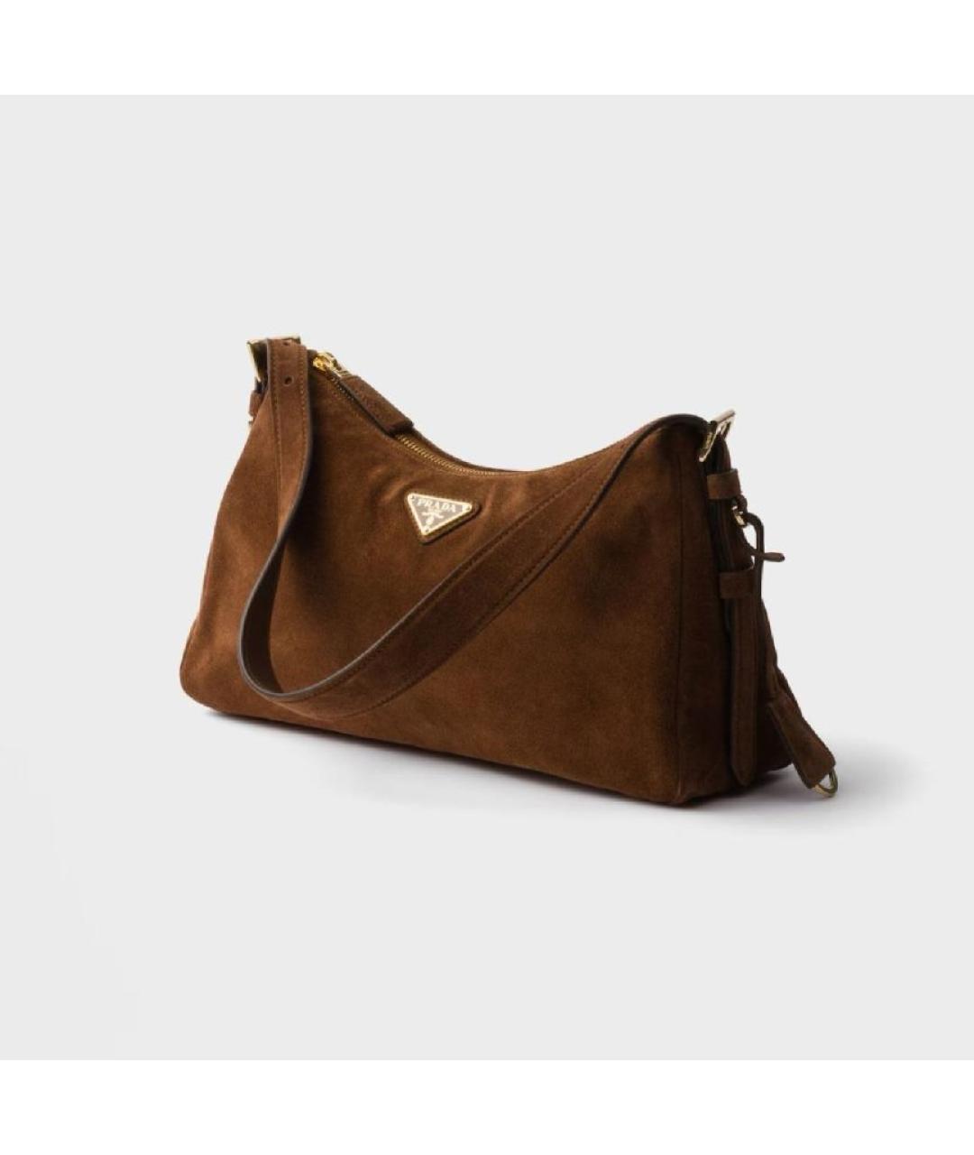 PRADA Коричневая замшевая сумка тоут, фото 8