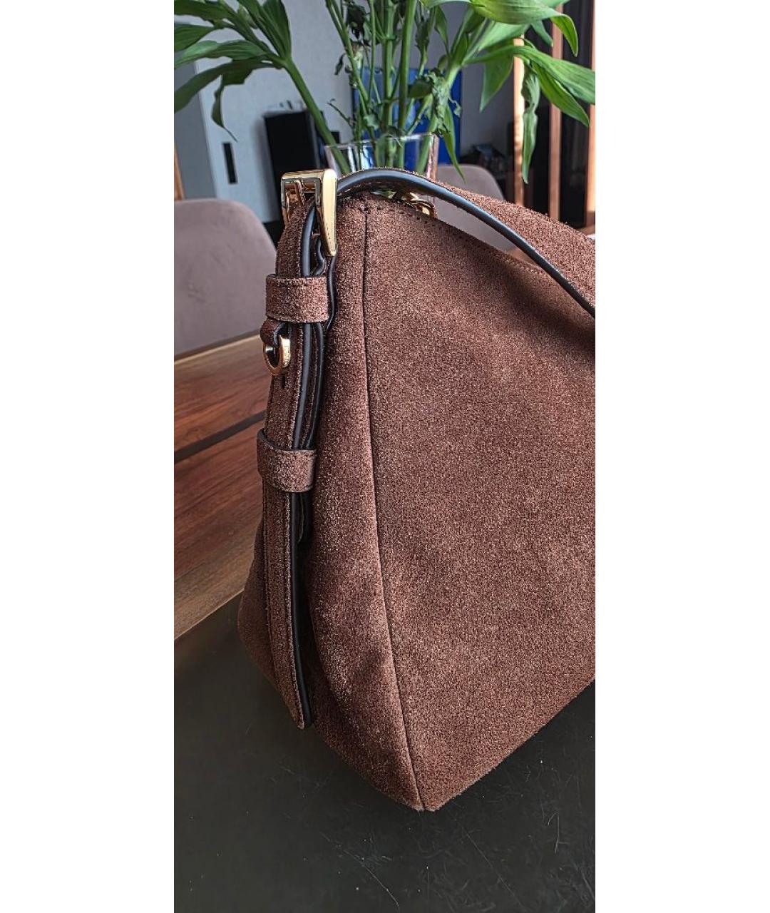 PRADA Коричневая замшевая сумка тоут, фото 4