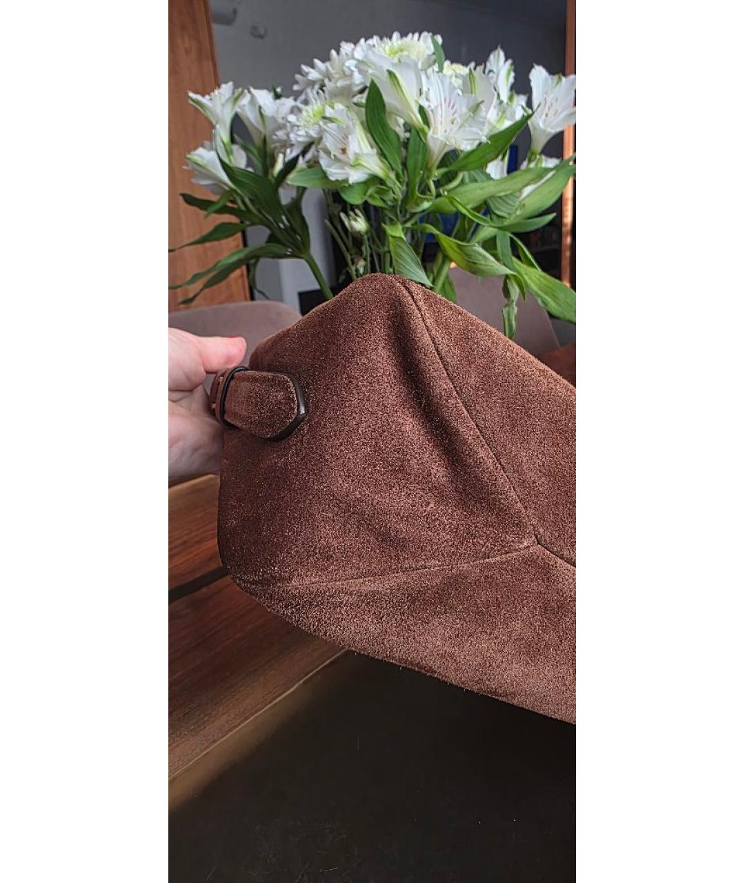 PRADA Коричневая замшевая сумка тоут, фото 5