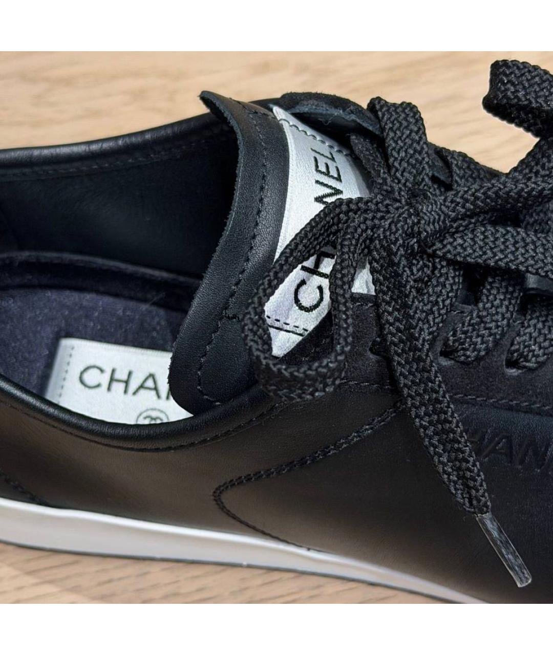 CHANEL Черные кожаные кеды, фото 6
