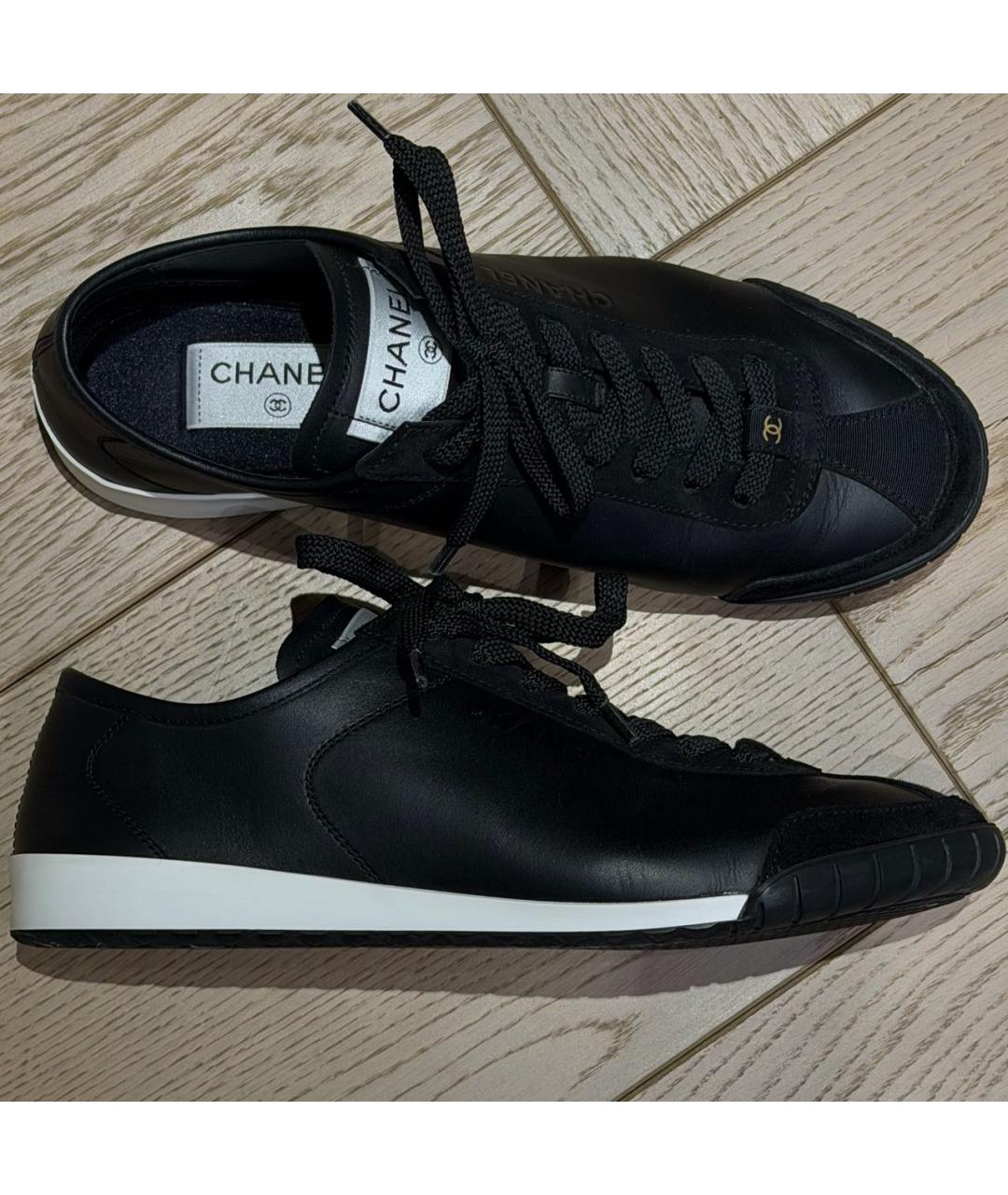 CHANEL Черные кожаные кеды, фото 7