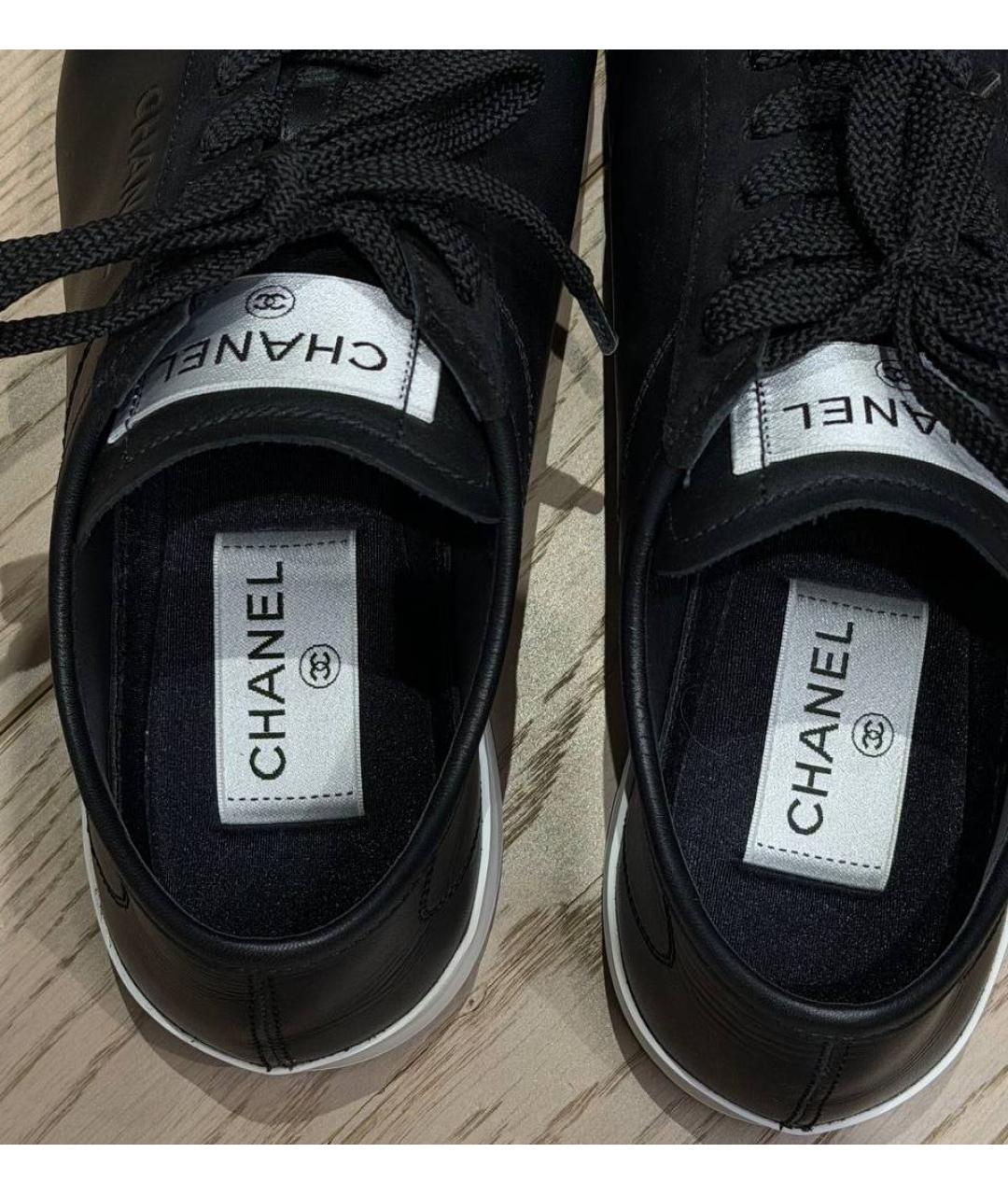 CHANEL Черные кожаные кеды, фото 5