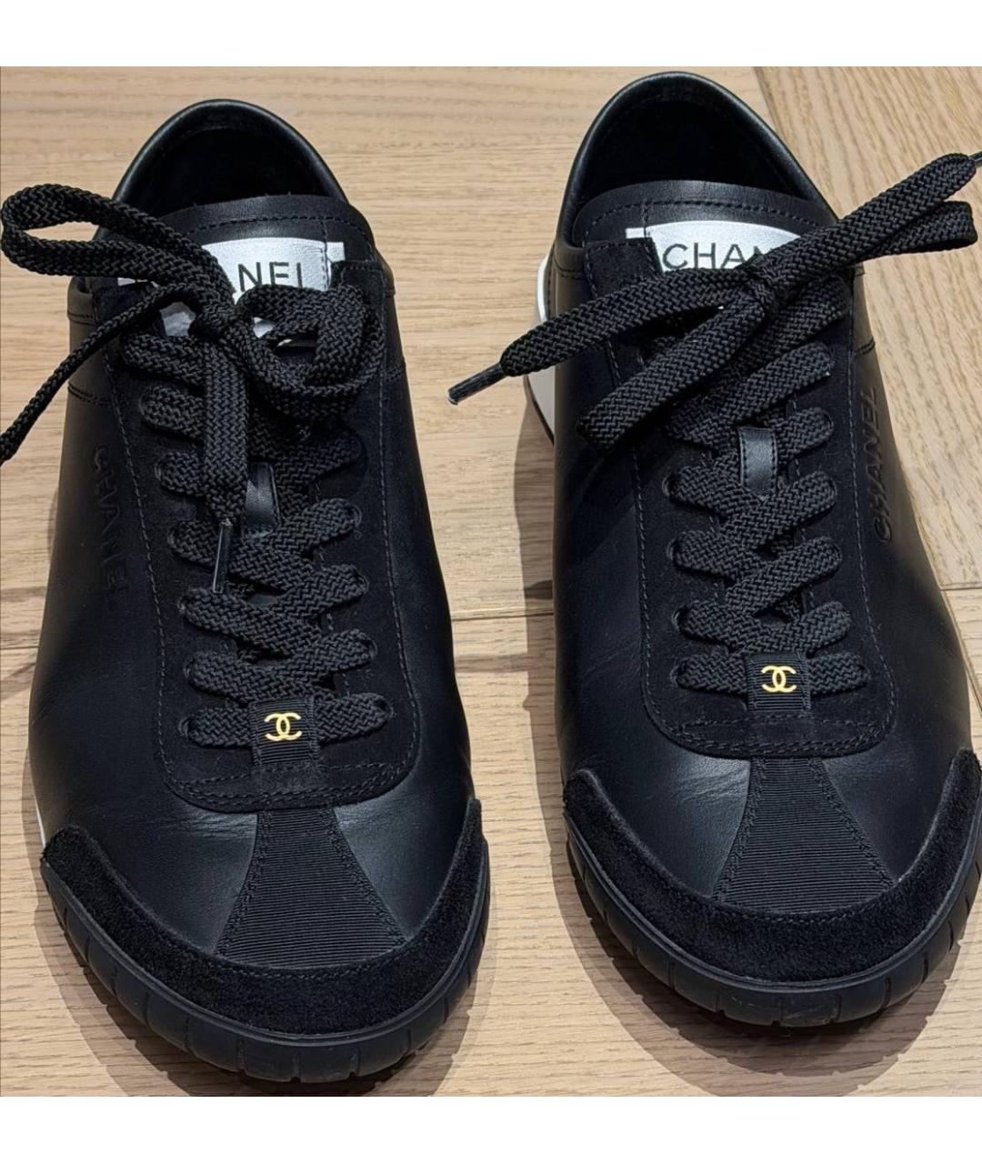 CHANEL Черные кожаные кеды, фото 2