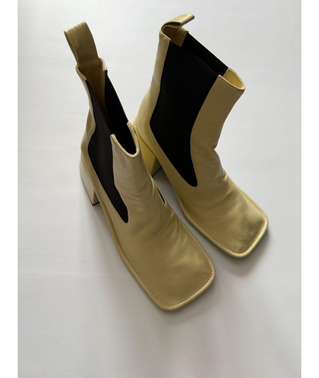 JIL SANDER Бежевые кожаные сапоги, фото 4