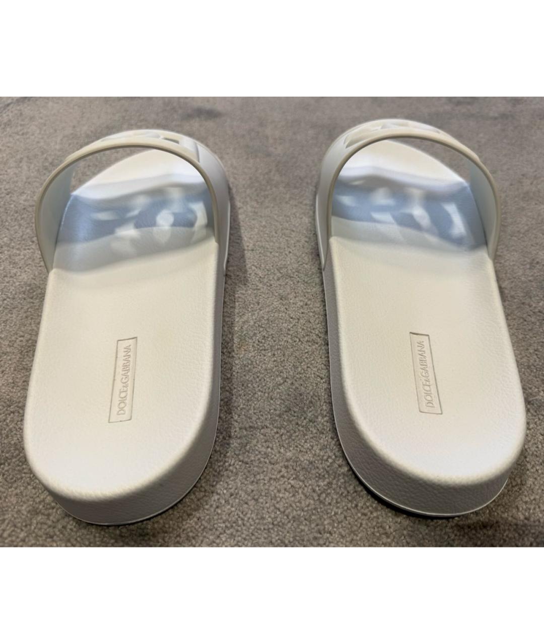 DOLCE&GABBANA Белые резиновые шлепанцы, фото 4