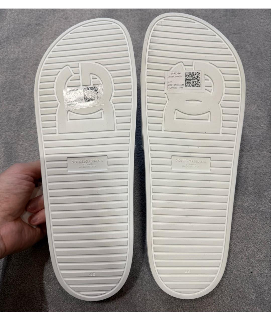 DOLCE&GABBANA Белые резиновые шлепанцы, фото 8