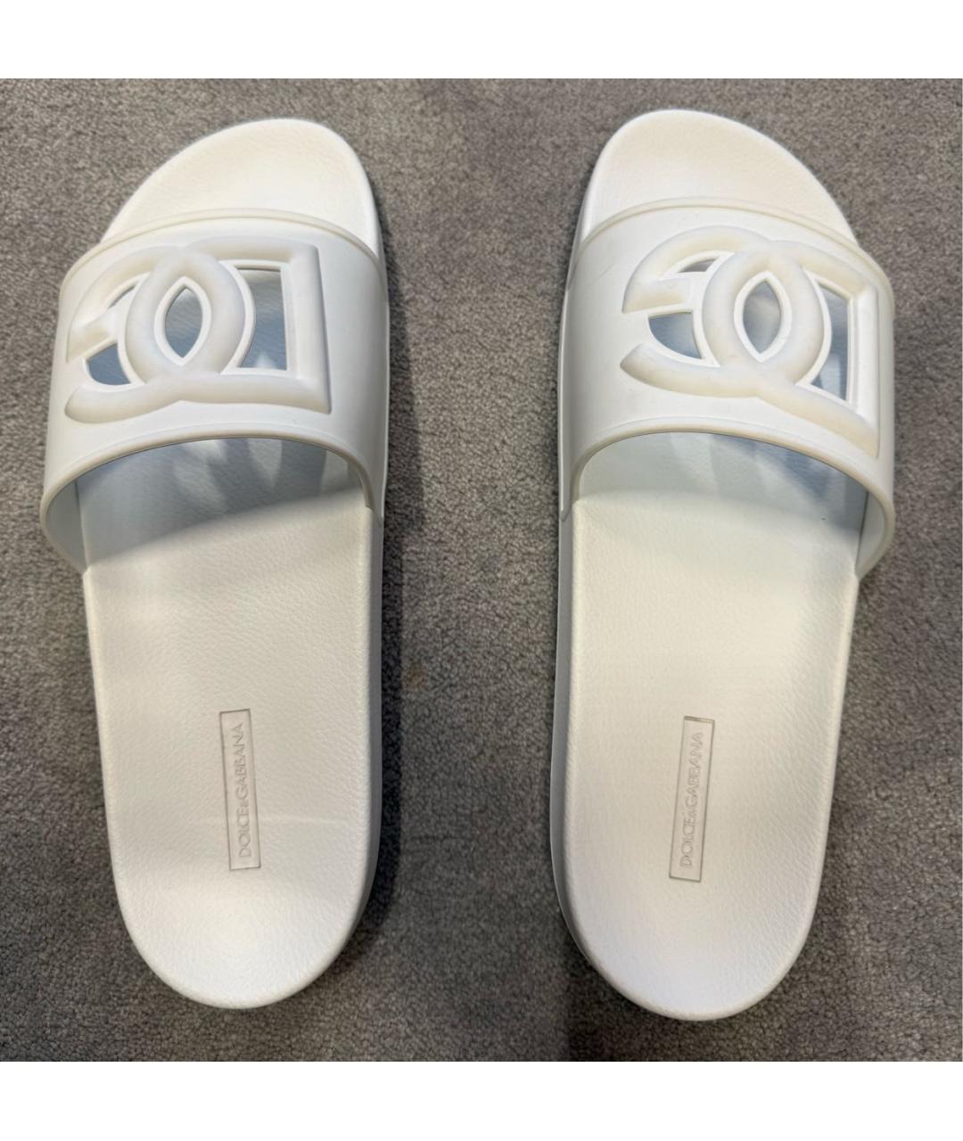 DOLCE&GABBANA Белые резиновые шлепанцы, фото 3