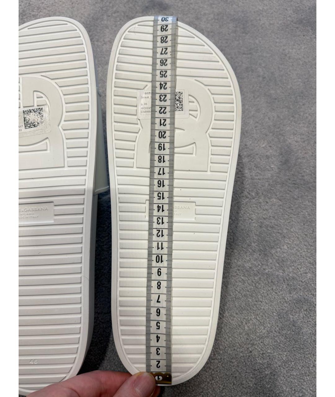 DOLCE&GABBANA Белые резиновые шлепанцы, фото 6