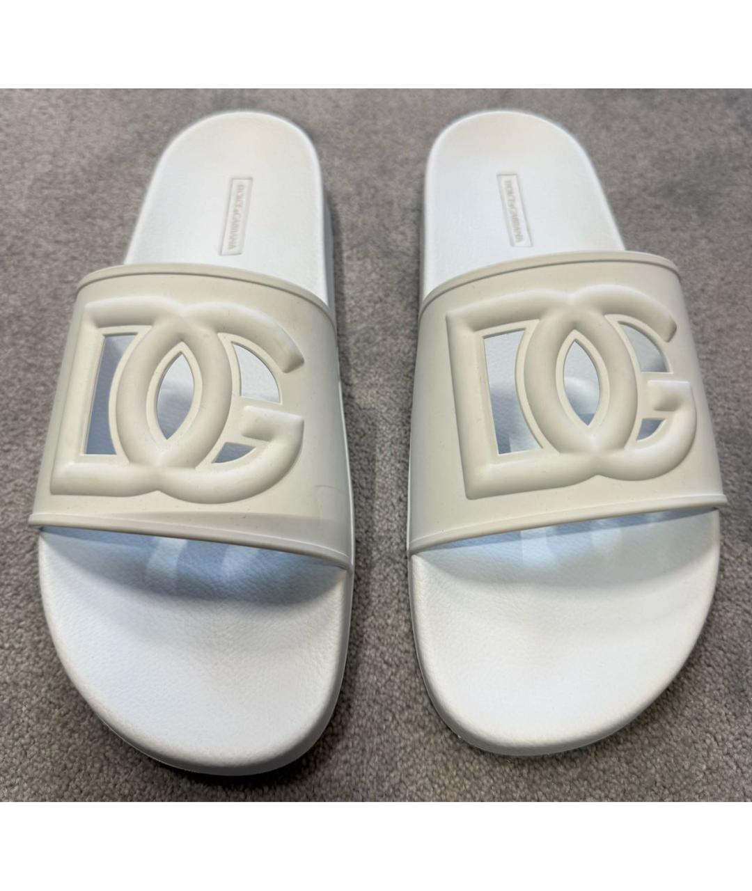 DOLCE&GABBANA Белые резиновые шлепанцы, фото 2
