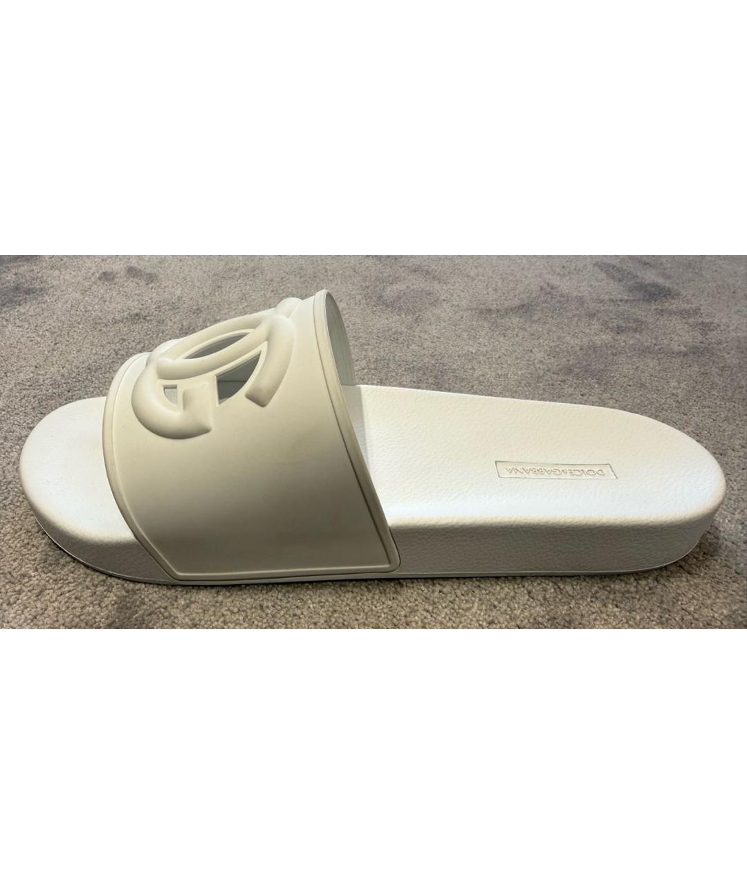 DOLCE&GABBANA Белые резиновые шлепанцы, фото 9