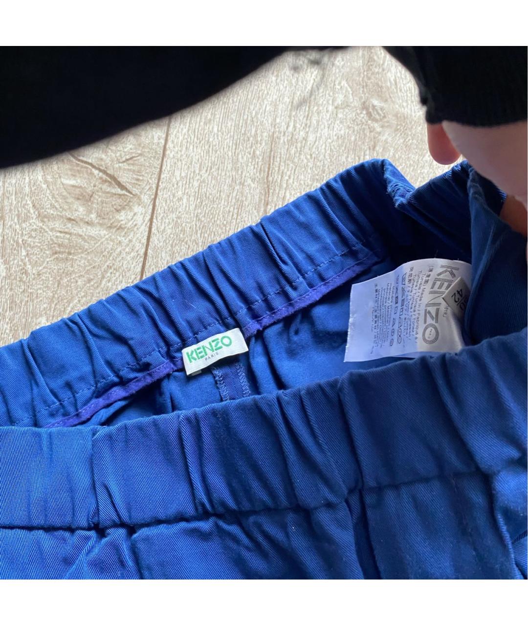 KENZO Синие хлопковые повседневные брюки, фото 4