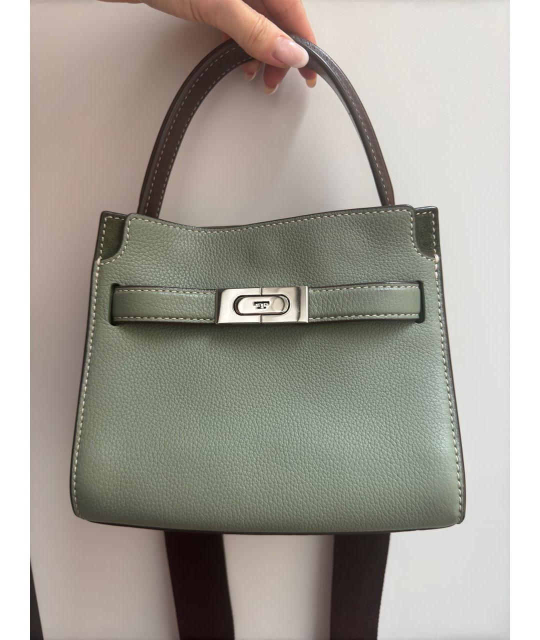 TORY BURCH Зеленая кожаная сумка с короткими ручками, фото 7