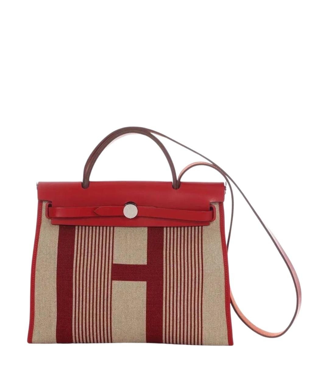 HERMES Красная тканевая сумка тоут, фото 1