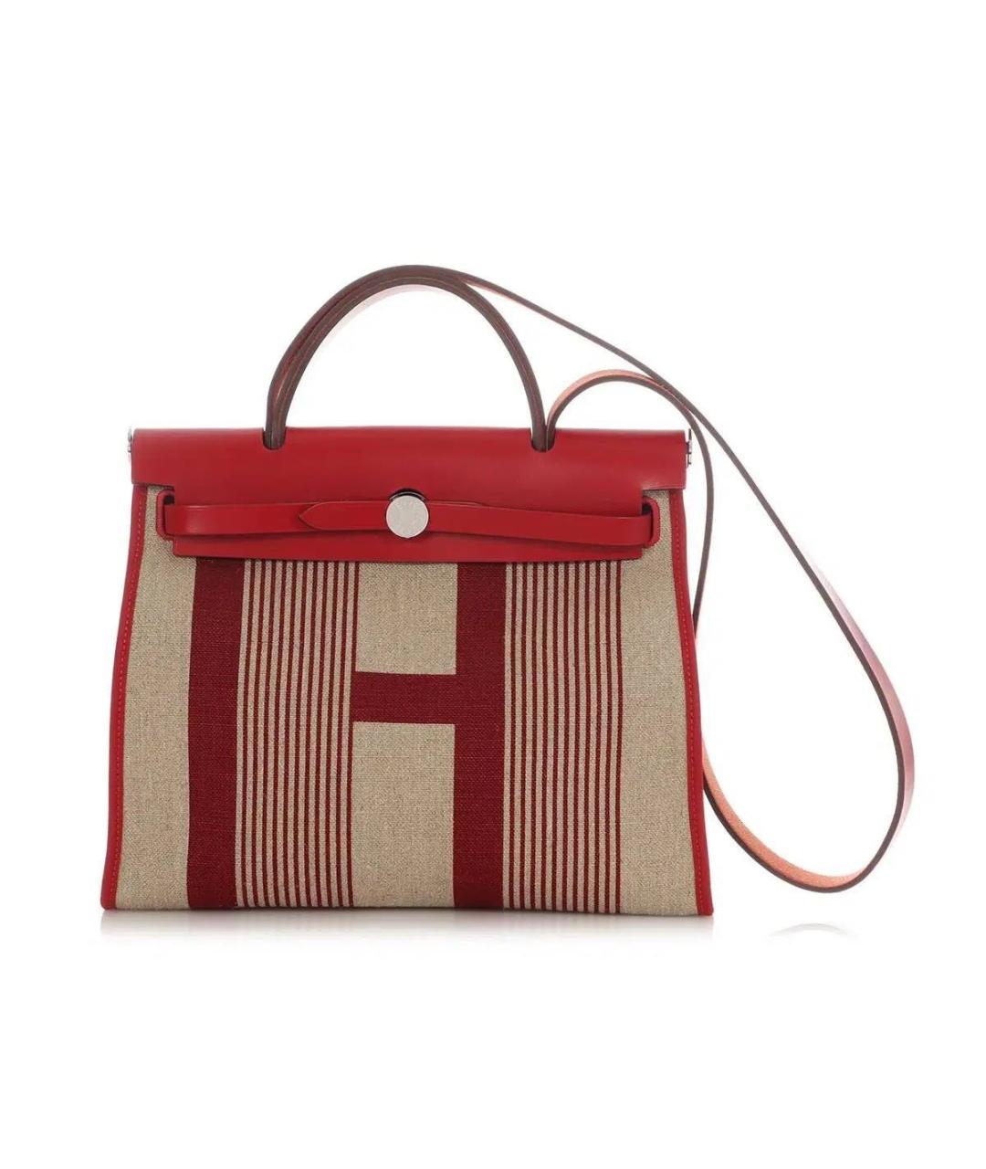 HERMES Красная тканевая сумка тоут, фото 2