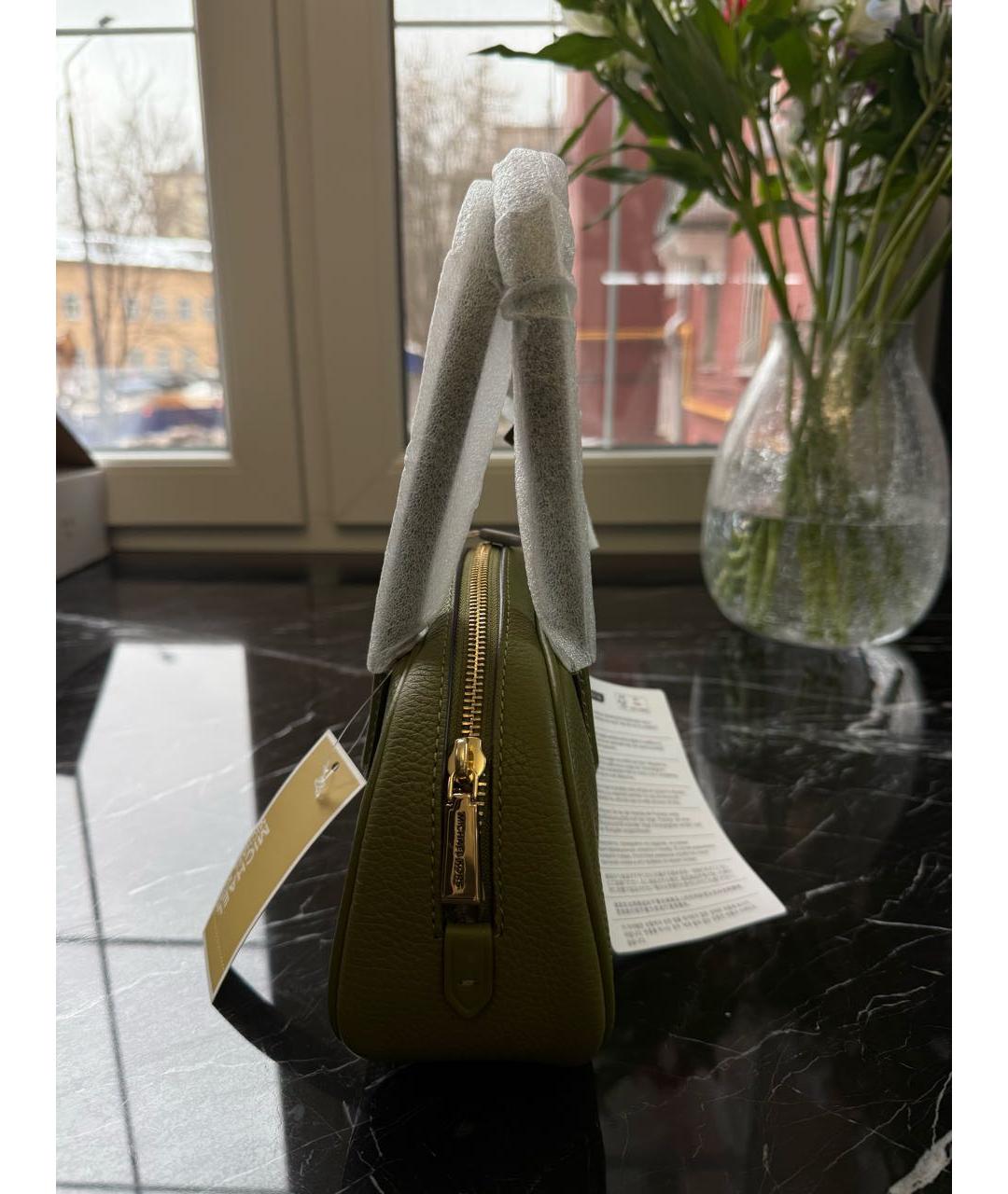 MICHAEL MICHAEL KORS Зеленая кожаная сумка с короткими ручками, фото 5