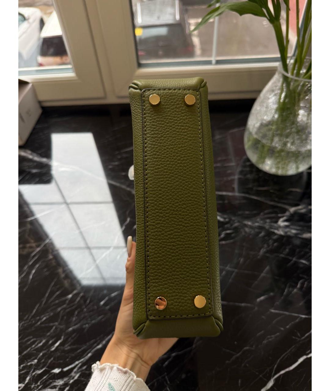 MICHAEL MICHAEL KORS Зеленая кожаная сумка с короткими ручками, фото 6