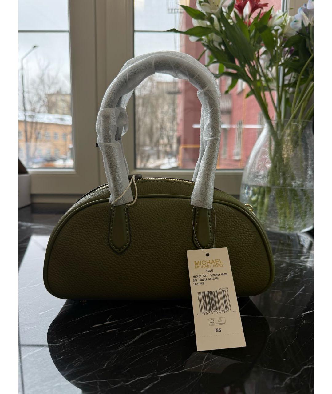 MICHAEL MICHAEL KORS Зеленая кожаная сумка с короткими ручками, фото 4