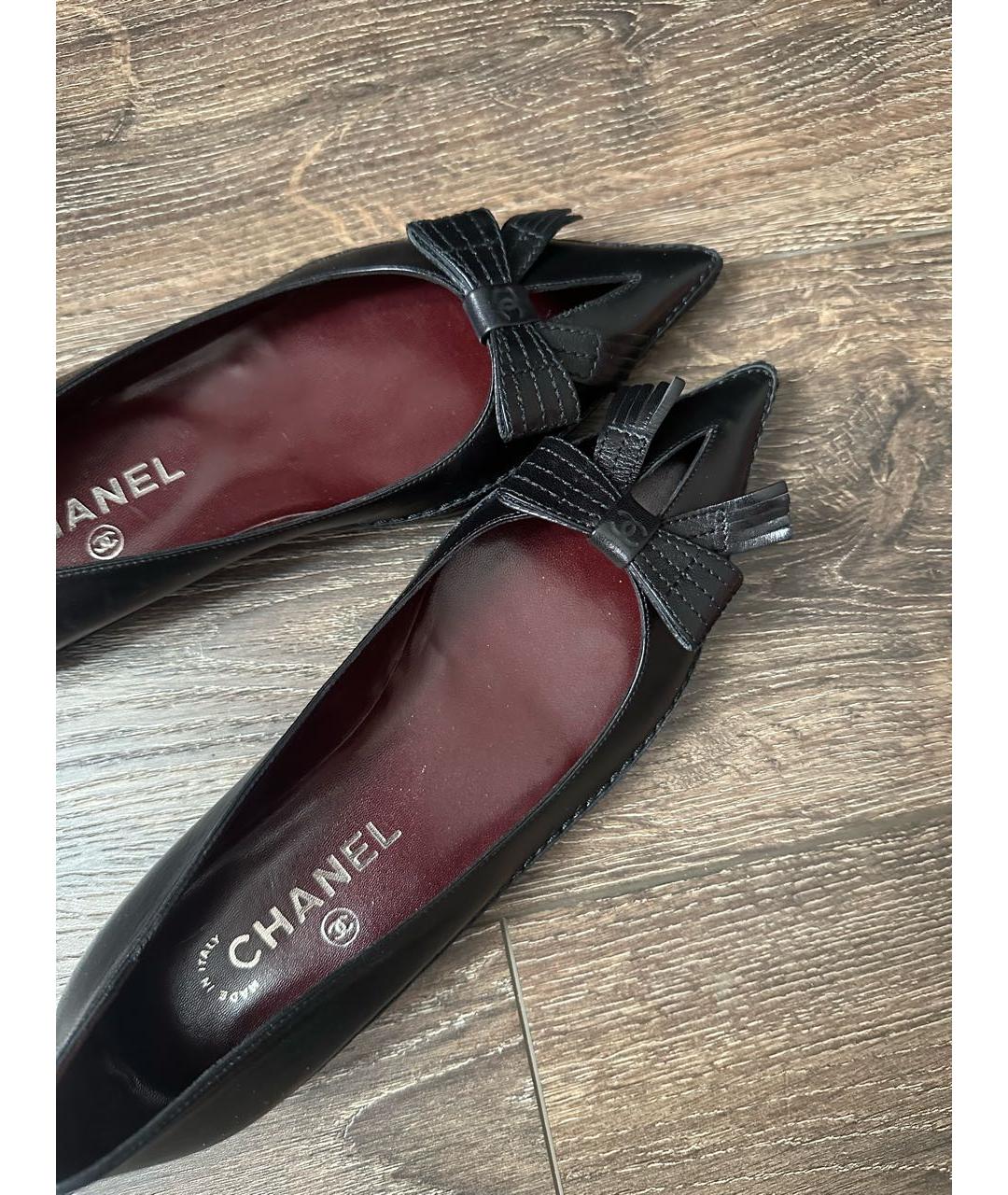 CHANEL Черные кожаные балетки, фото 4