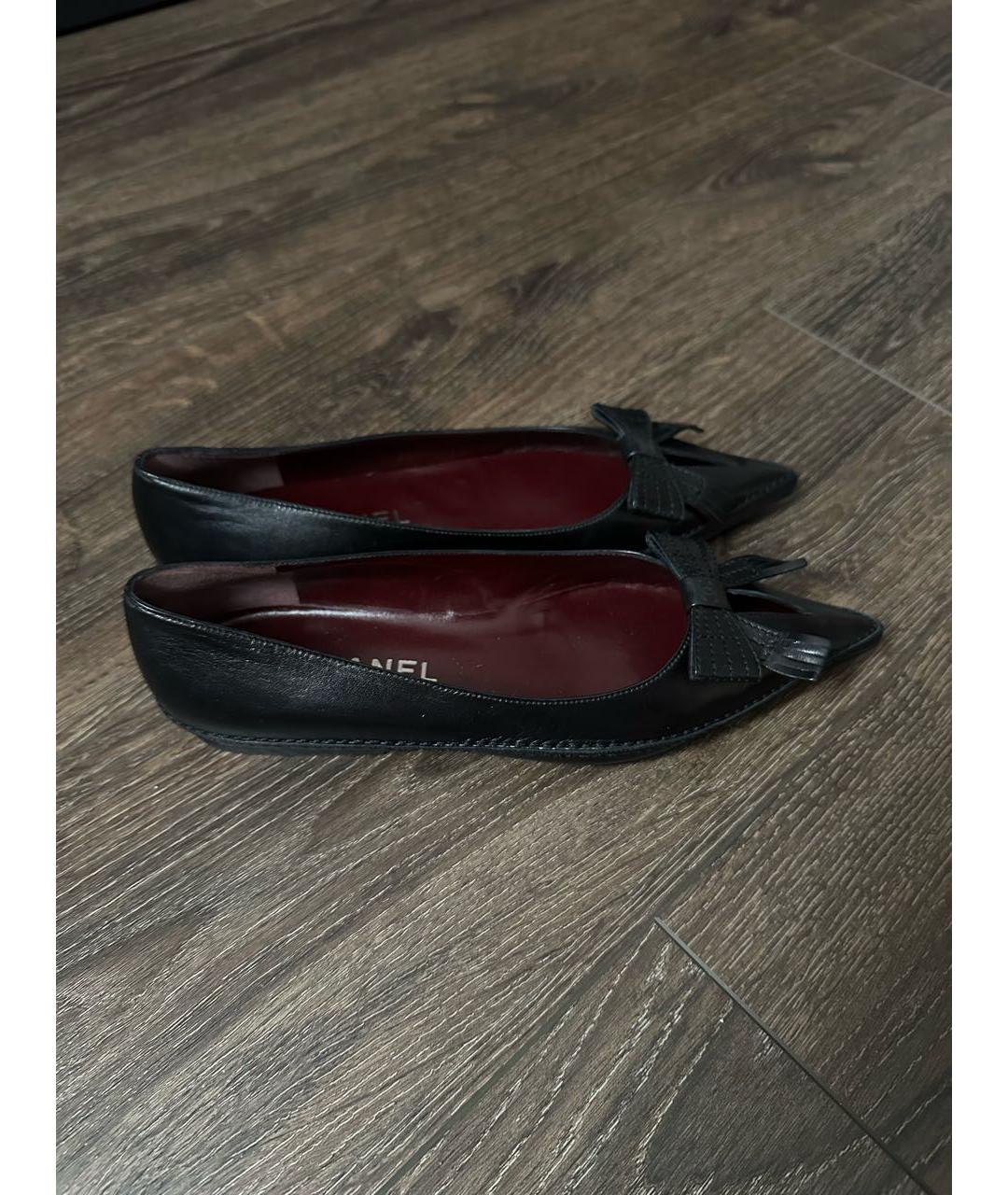 CHANEL Черные кожаные балетки, фото 5