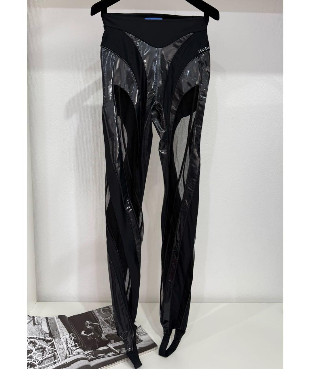 MUGLER Черные полиамидовые леггинсы и велосипедки, фото 3