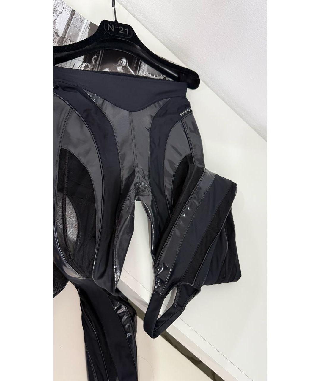 MUGLER Черные полиамидовые леггинсы и велосипедки, фото 4