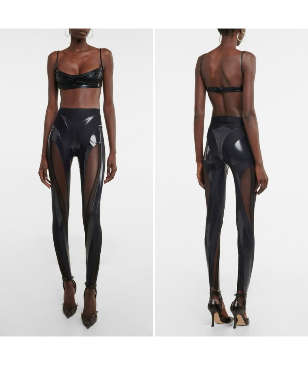 MUGLER Черные полиамидовые леггинсы и велосипедки, фото 2