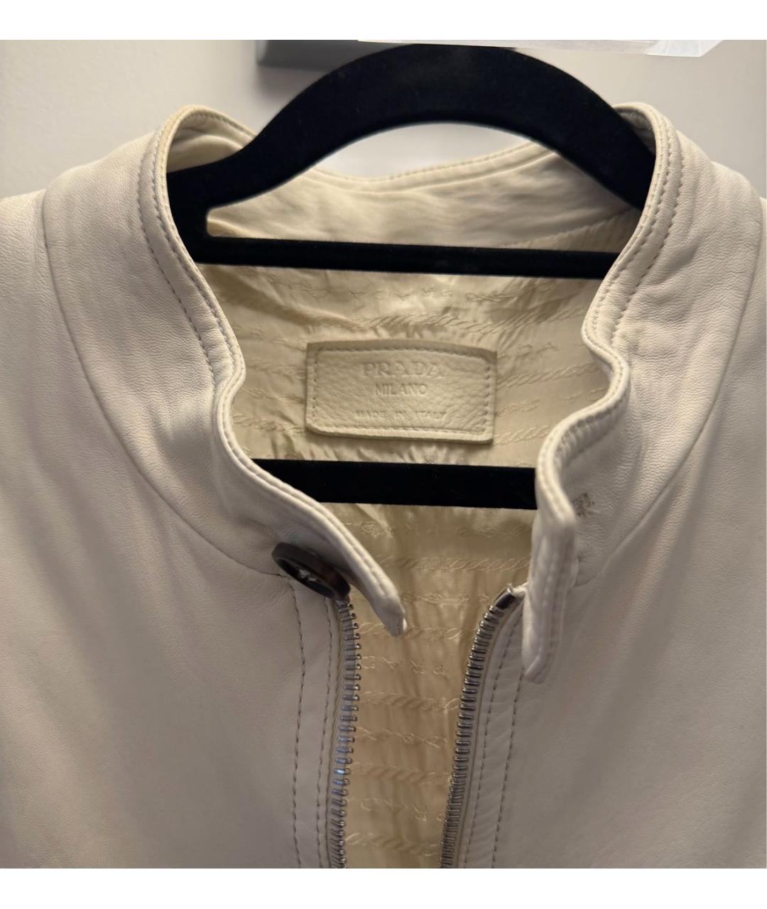 PRADA Бежевая кожаная куртка, фото 3
