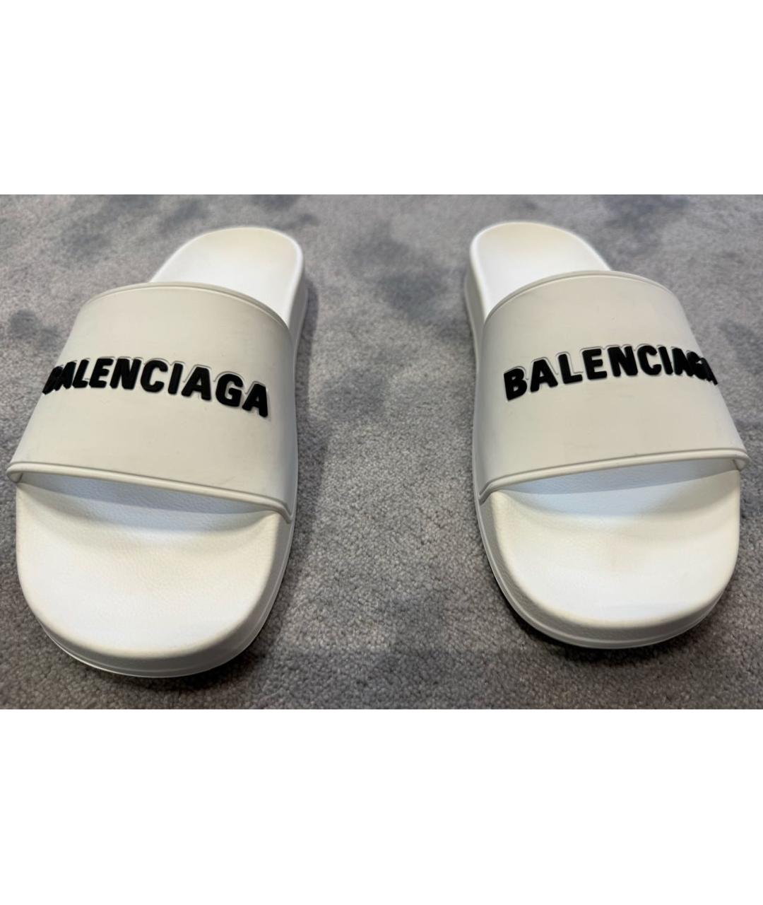 BALENCIAGA Белые резиновые шлепанцы, фото 2